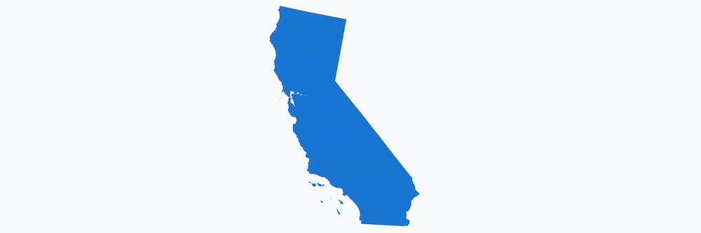 Image shows a blue outline of the state of California.