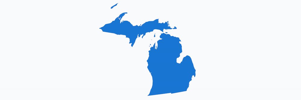 Image shown is a blue silhouette of the state of Michigan.