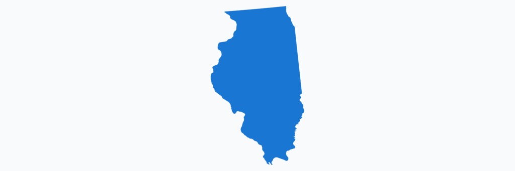 Image shown is a blue silhouette of the state of Illinois.